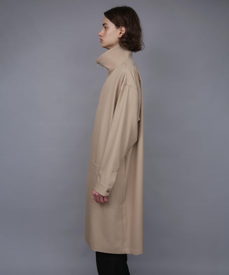 RECYCLE POLYESTER STAND COLLAR COAT