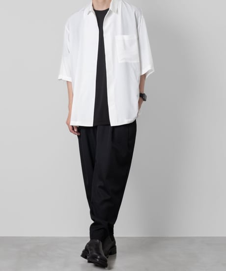 Crepe de Chine OPEN COLLAR SHIRTS/WHITE