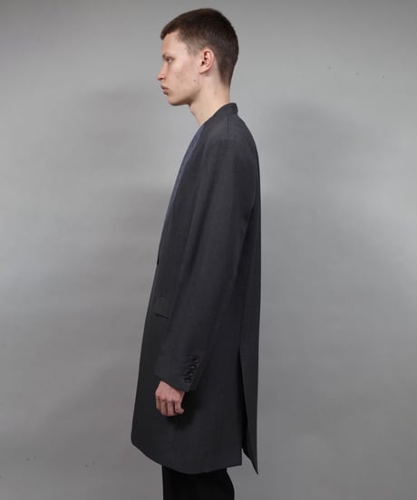 color cloth long jacket/DARK GRAY