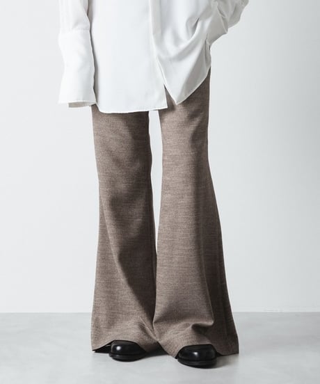SLUB TWEED FLAIR PANTS/L.BROWN