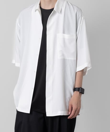 Crepe de Chine OPEN COLLAR SHIRTS/WHITE