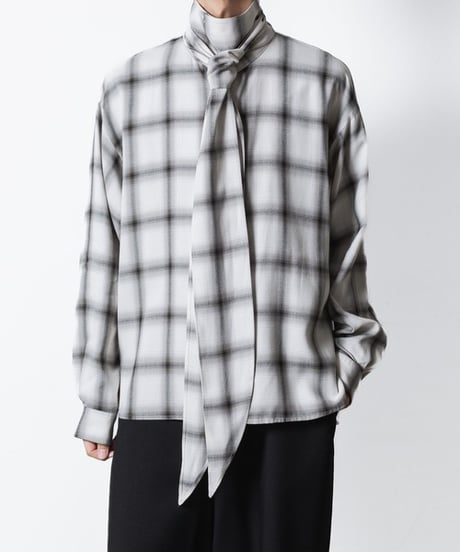 OMBRE-CHECK SHORT SCARF SHIRTS/WHITE