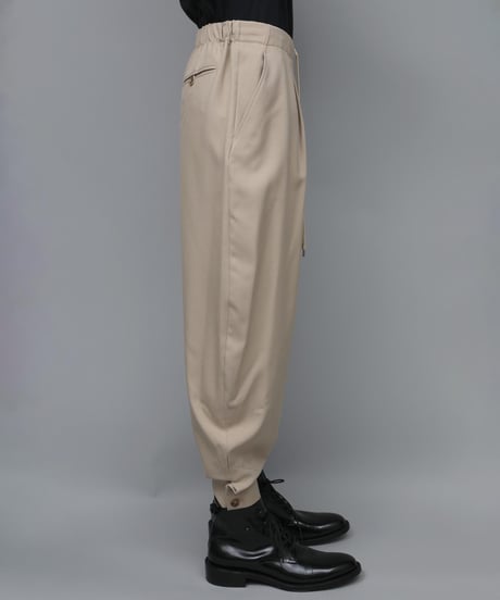 RECYCLE POLYESTER CUFFS PANTS/BEIGE