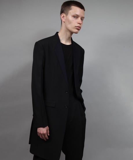 color cloth long jacket/BLACK