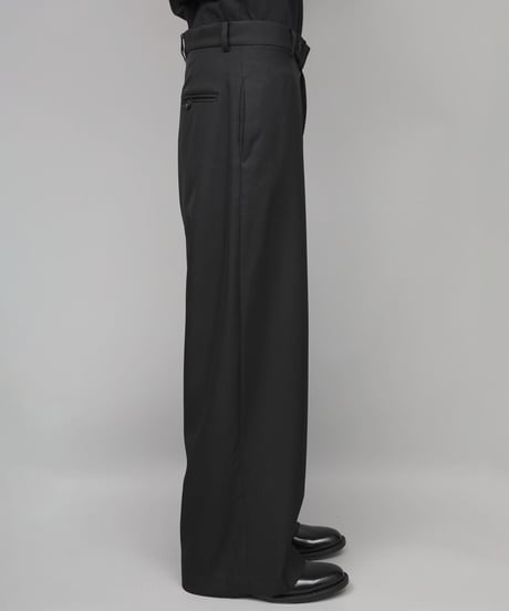 RECYCLE POLYESTER WIDE PANTS/BLACK