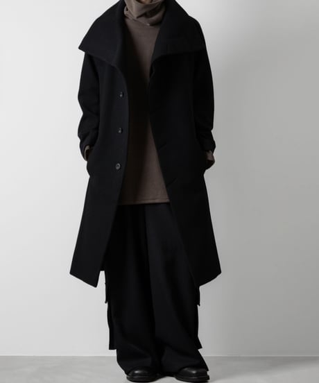 ENGLAND LAMB MELTON STAND COLLAR COAT/BLACK
