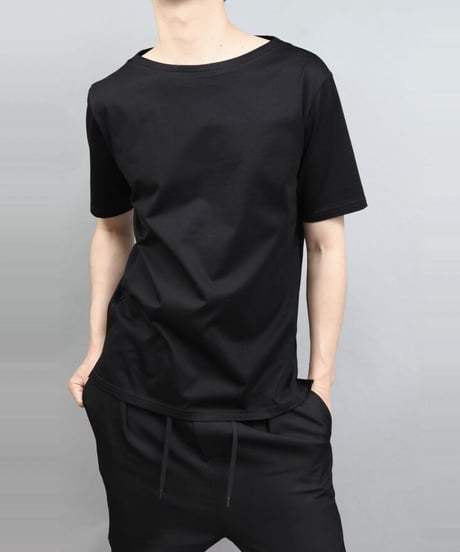 60/2 T-CLOTH BOAT NECK T-SHIRT/BLACK