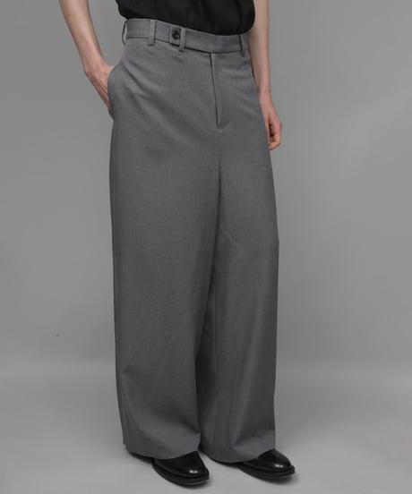 RECYCLE POLYESTER WIDE PANTS/GREY