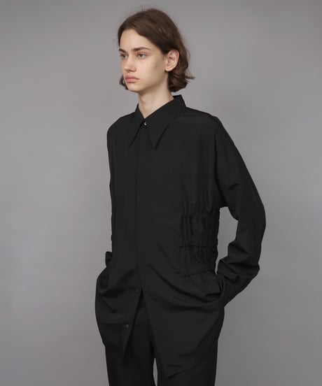 OVERSIZED SHIRRING SHIRTS/BLACK