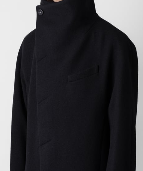 ENGLAND LAMB MELTON STAND COLLAR COAT/BLACK