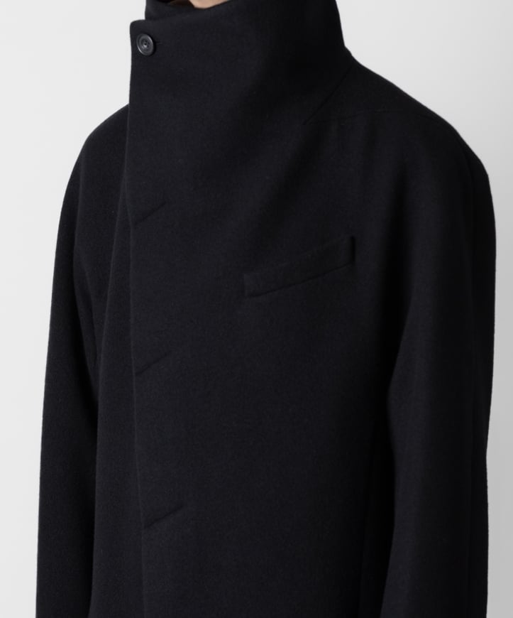 ENGLAND LAMB MELTON STAND COLLAR COAT/BLACK | a