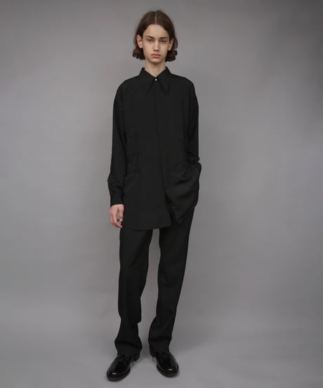 OVERSIZED SHIRRING SHIRTS/BLACK