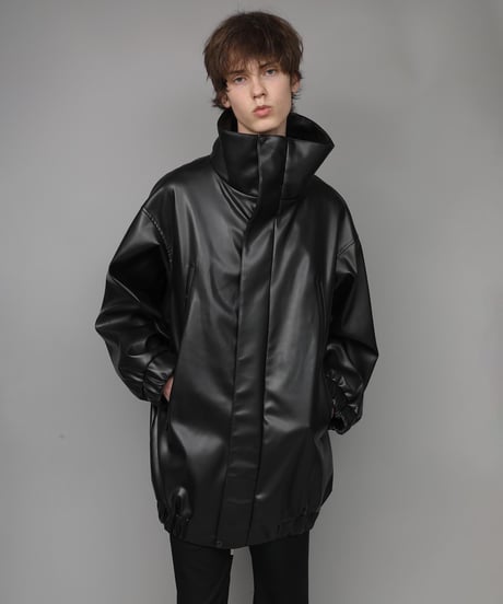SYNTHETIC LEATHER BLOUSON/BLACK