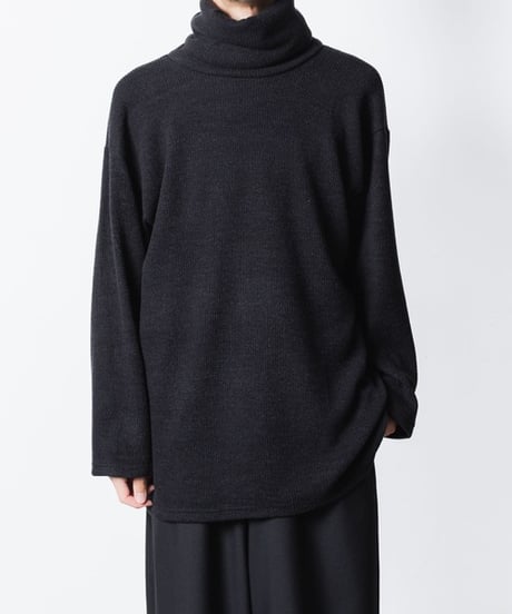 JACKAL RIB OVERSIZED TURTLE-NECK/BLACK