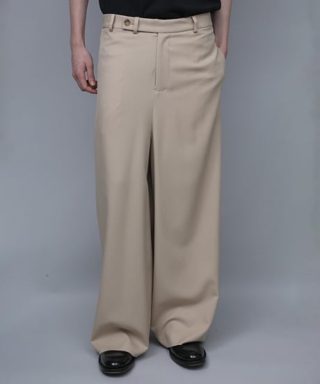 RECYCLE POLYESTER WIDE PANTS/BEIGE