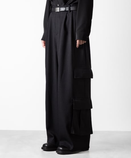 DOUBLE POCKET WIDE PANTS/BLACK