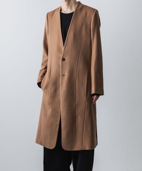 SINGLE CHARME NO-COLLAR COAT/BEIGE