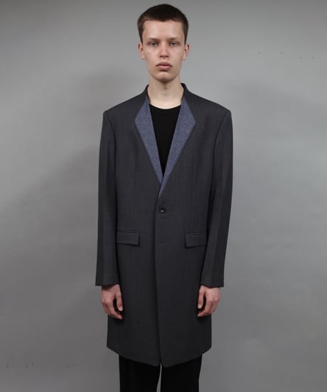 color cloth long jacket/DARK GRAY