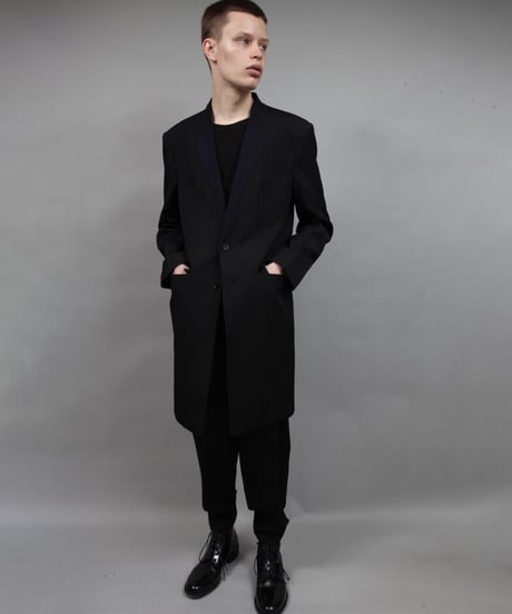 color cloth long jacket/BLACK