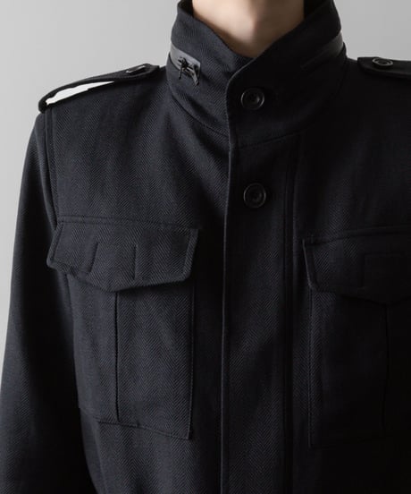 STAND COLLAR MILITARY COAT/BLACK