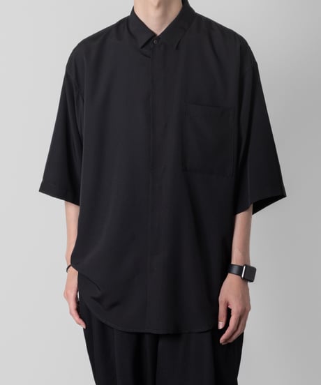 Crepe de Chine half sleeve shirts/BLACK