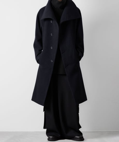 ENGLAND LAMB MELTON STAND COLLAR COAT/NAVY