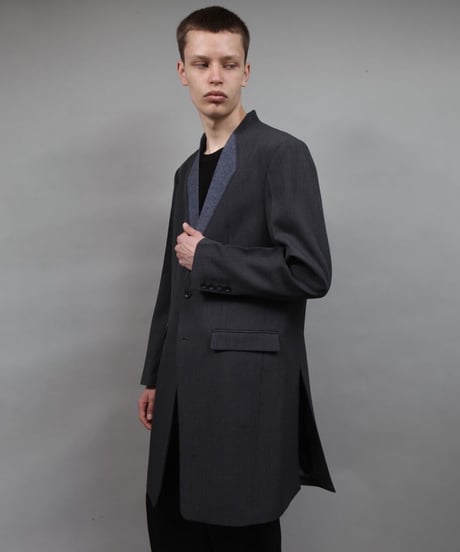 color cloth long jacket/DARK GRAY