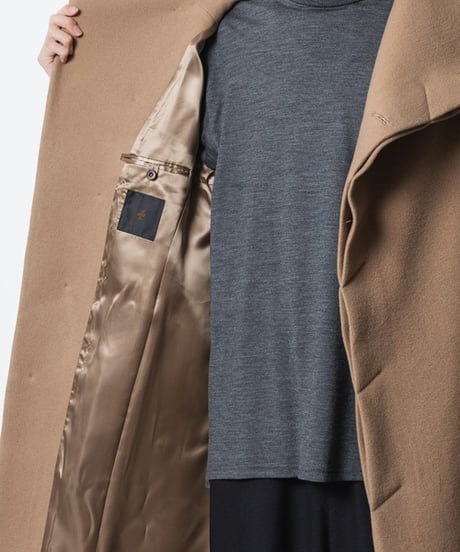 ENGLAND LAMB MELTON STAND COLLAR COAT/BEIGE