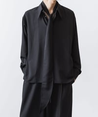 Crepe de Chine SHORT SCARF SHIRT/BLACK