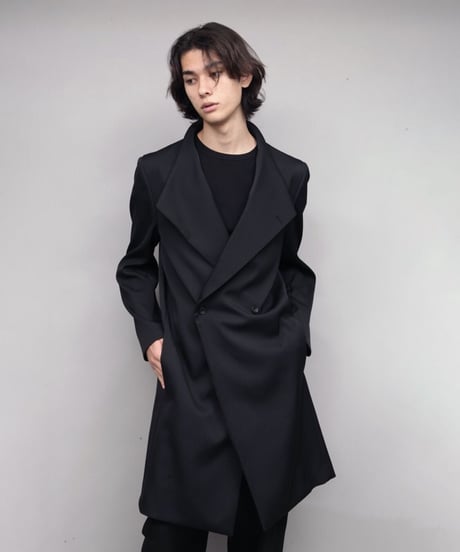 crease double short coat/BLACK