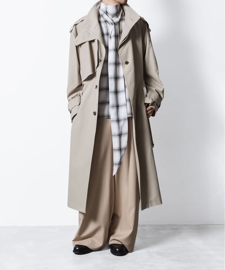 OMBRE-CHECK SHORT SCARF SHIRTS/WHITE
