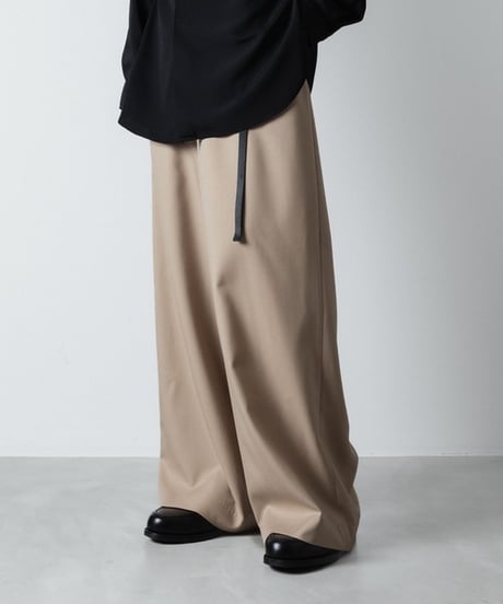 RECYCLE POLYESTER WIDE PANTS/BEIGE