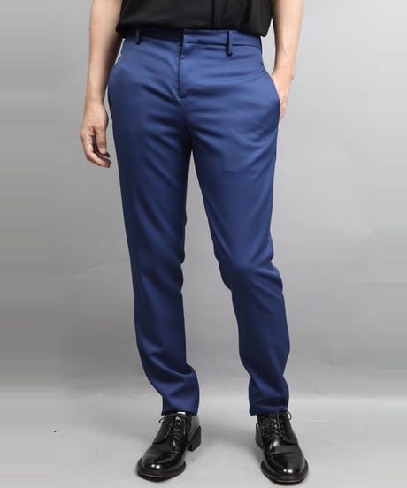 WOOL TWILL TAPERED PANTS/BLUE
