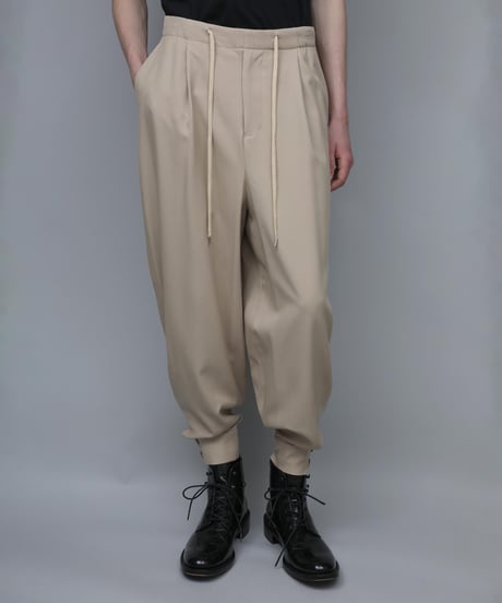 RECYCLE POLYESTER CUFFS PANTS/BEIGE