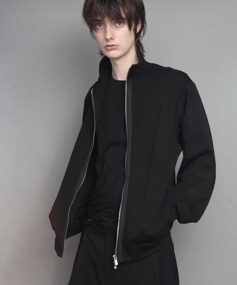 WOOL STAND COLLAR ZIP CARDIGAN/BLACK | ato AOYAMA