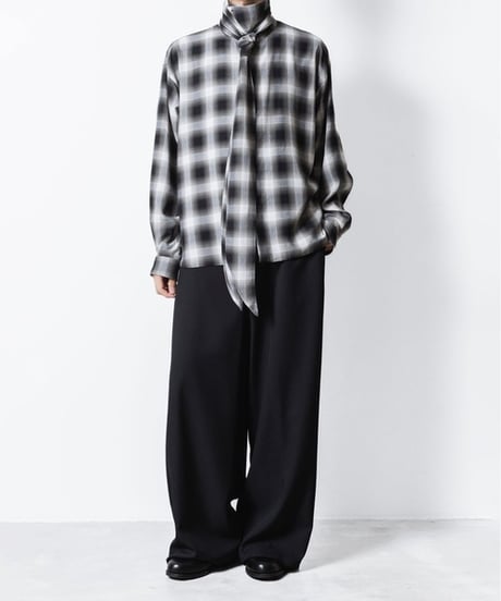 OMBRE-CHECK SHORT SCARF SHIRTS/BLACK