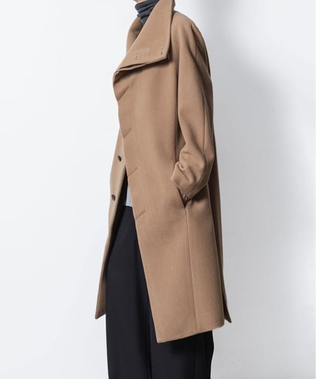 ENGLAND LAMB MELTON STAND COLLAR COAT/BEIGE