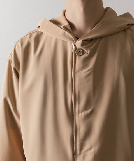 DOUBLE CUFFS HOOD ZIP SHIRT/BEIGE