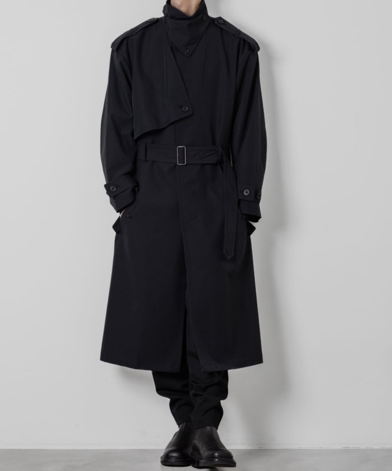 stand collar single trench coat/BLACK | ato AOYAMA