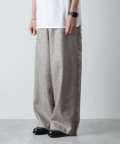 WIDE FRINGE PANTS/GRAY