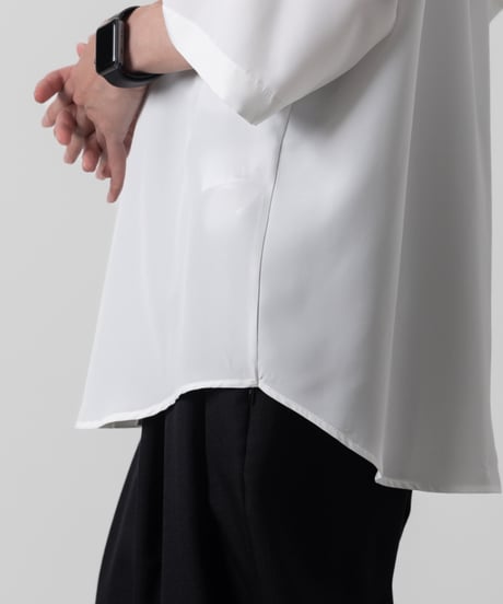 Crepe de Chine half sleeve shirts/WHITE