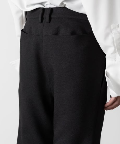 SLUB TWEED FLAIR PANTS/BLACK