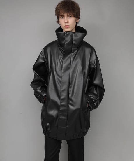 SYNTHETIC LEATHER BLOUSON/BLACK