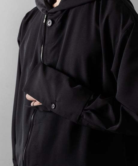 DOUBLE CUFFS HOOD ZIP SHIRT/BLACK