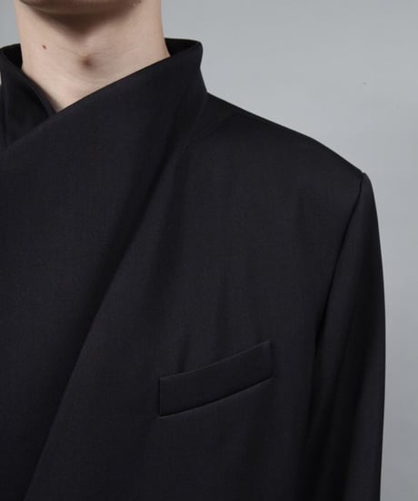 crease double short coat/BLACK