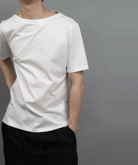 60/2 T-CLOTH BOAT NECK T-SHIRT/WHITE
