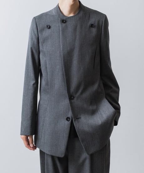 LAPEL BUTTONED JACKET/GRAY