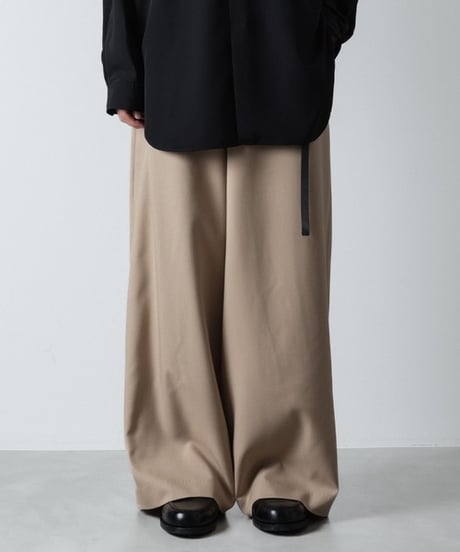 RECYCLE POLYESTER WIDE PANTS/BEIGE