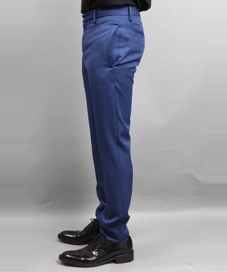 WOOL TWILL TAPERED PANTS/BLUE
