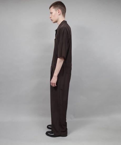 short sleeved jumpsuit/D.BROWN